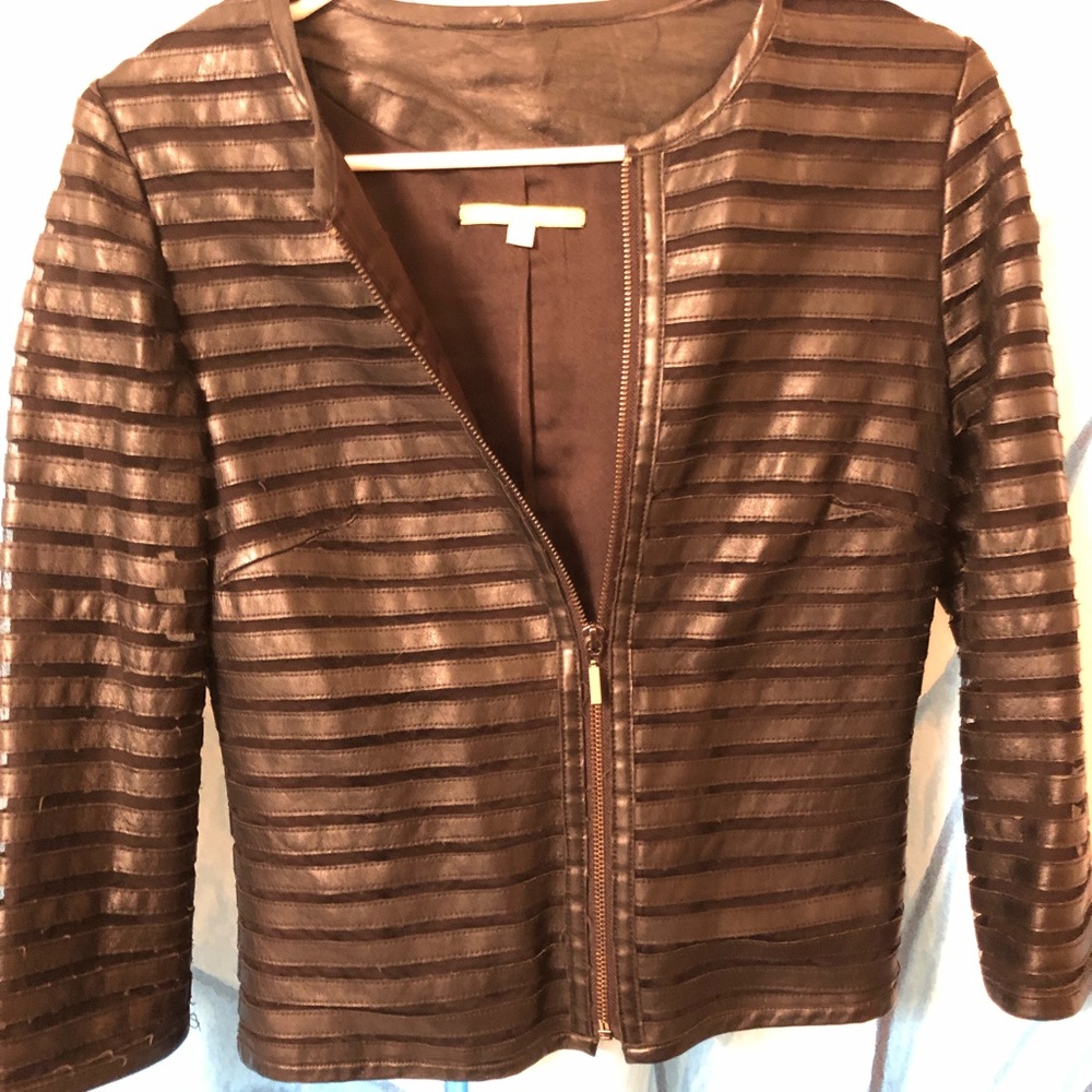 Gianni Bibi Black Faux Leather Blazer